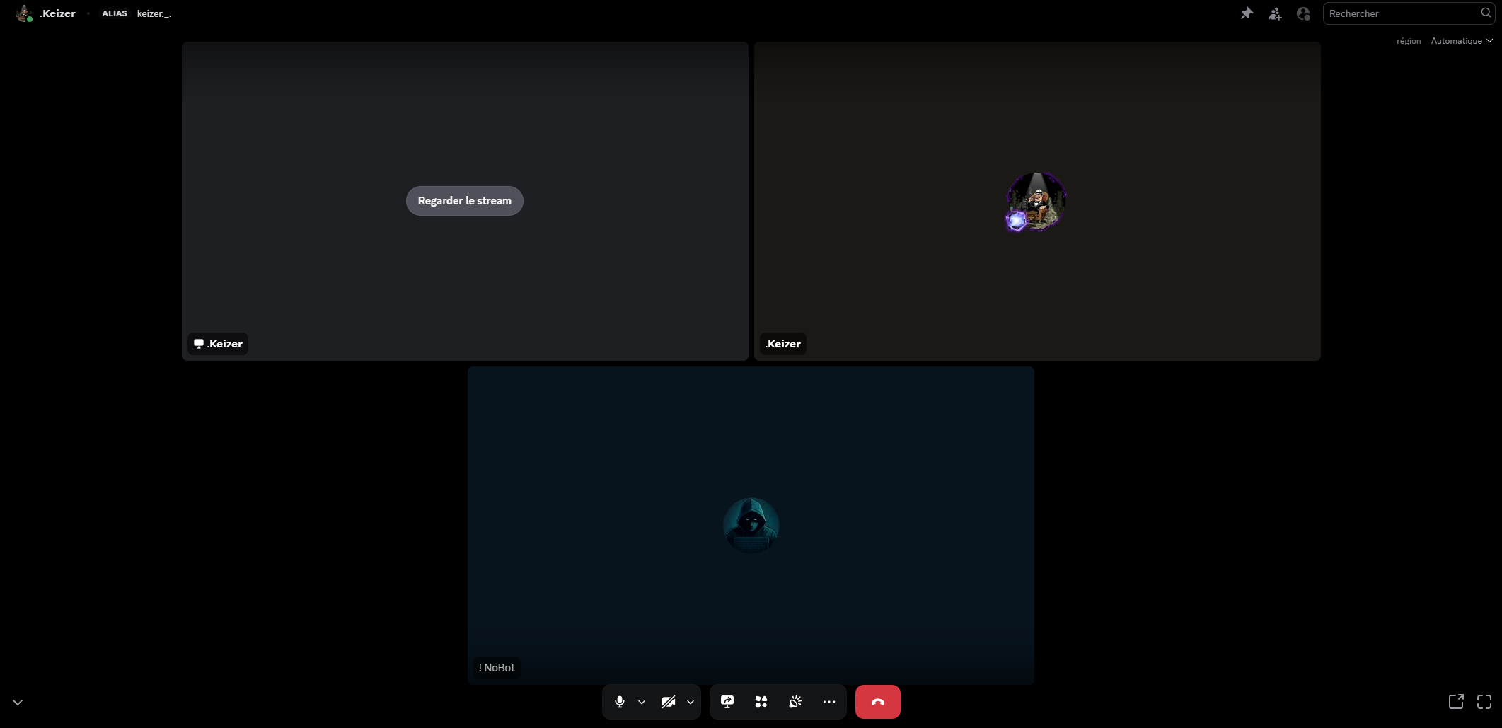 Capture d'écran d'un appel Discord